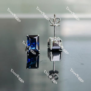 Doveggs solitaire radiant intense royal blue sapphire stud earrings for women