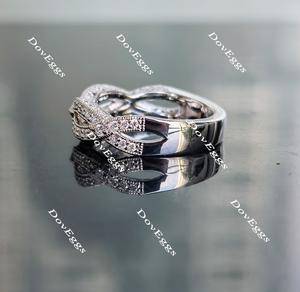 Doveggs round half eternity pave moissanite/lab grown diamond wedding band-3.5mm band width