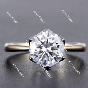 Doveggs flower shape solitaire moissanite engagement ring