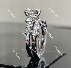 Doveggs cushion side-stone moissanite bridal set(2 rings)
