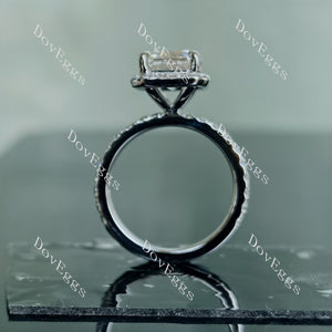 Doveggs elongated emerald halo pave moissanite ring (engagement ring only)