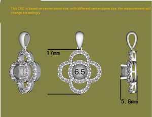 Doveggs round flower shape halo moissanite pendant necklace (pendant only)