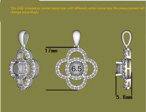 Doveggs round flower shape halo moissanite pendant necklace (pendant only)