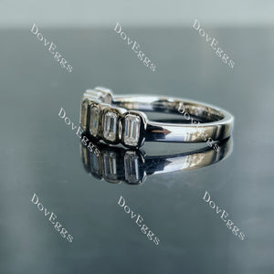 Doveggs emerald seven stones bezel moissanite/Lab grown diamond wedding band-2.5mm band width