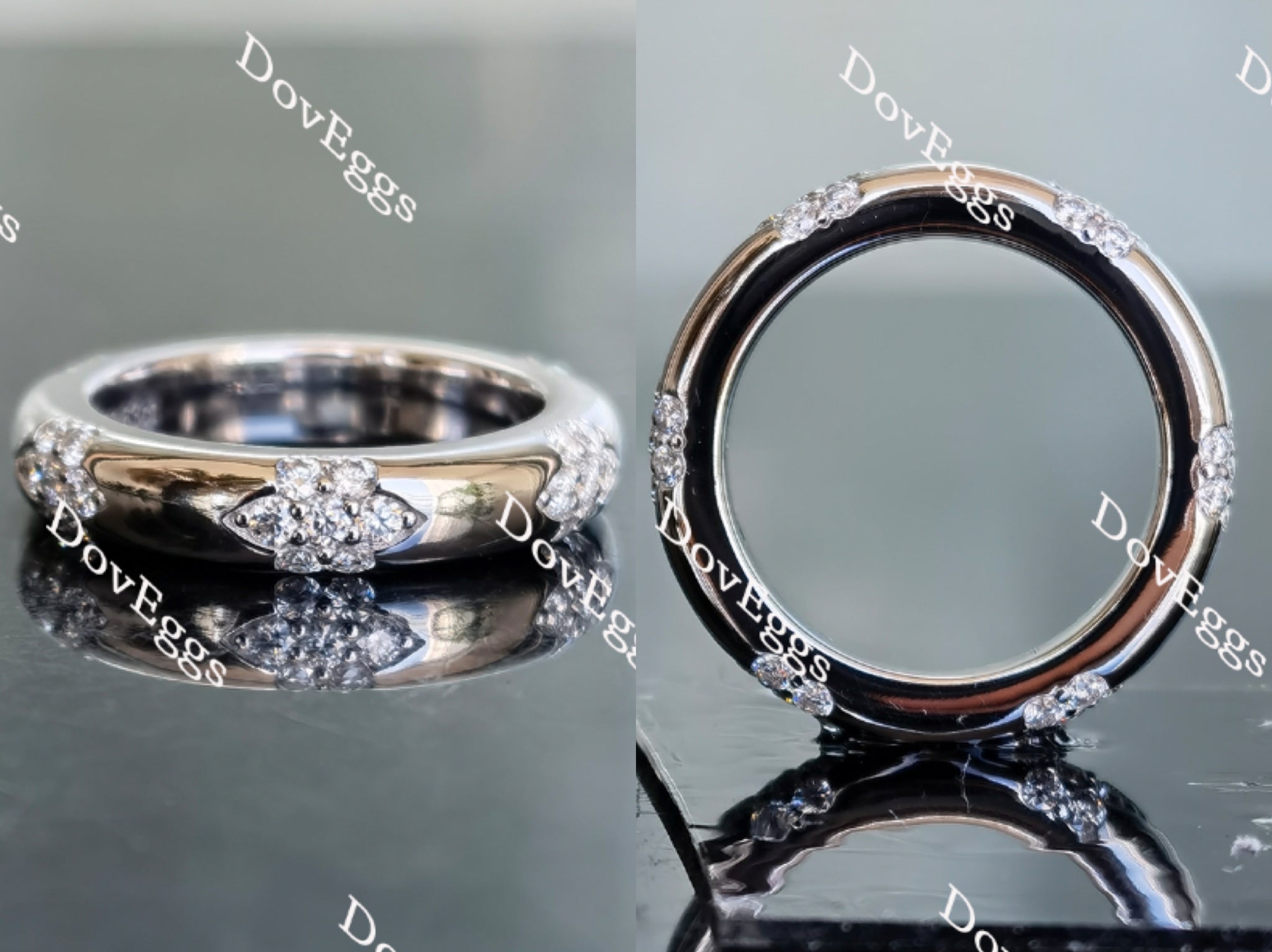 Doveggs round art deco moissanite band/lab grown diamond wedding band-3.5mm band width