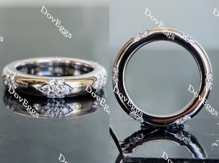 Doveggs round art deco moissanite band/lab grown diamond wedding band-3.5mm band width - DovEggs-Seattle