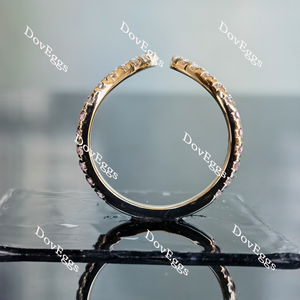 Doveggs round curved moissanite/lab grown diamond & colored gem wedding band-2.1mm band width