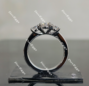 DovEggs half eternity channel set round three stone moissanite engagement ring