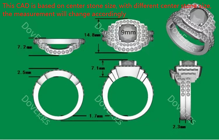 doveggs round halo moissanite bridal set (2 rings)