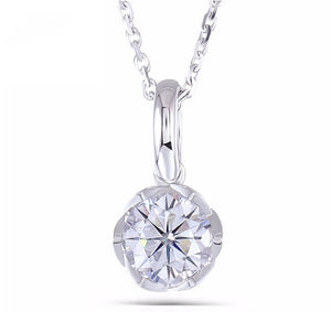 Doveggs round flower shape moissanite pendant necklace for women (pendant only)