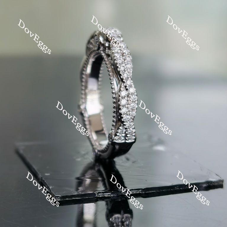 Doveggs round pave moissanite/lab grown diamond wedding band for women (wedding band only)-2.5mm band width
