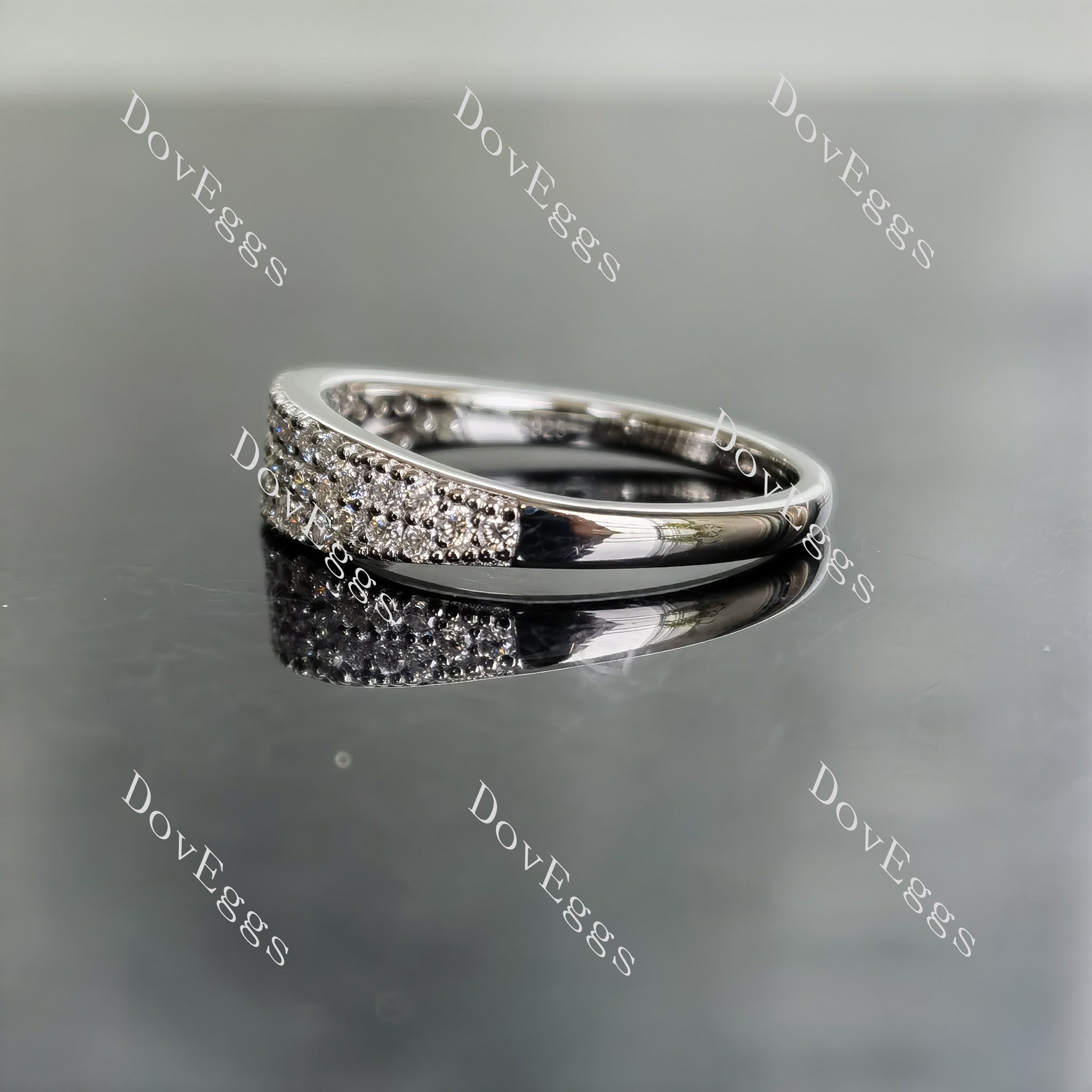 Doveggs round pave moissanite/lab grown diamond wedding band-2.0mm band width