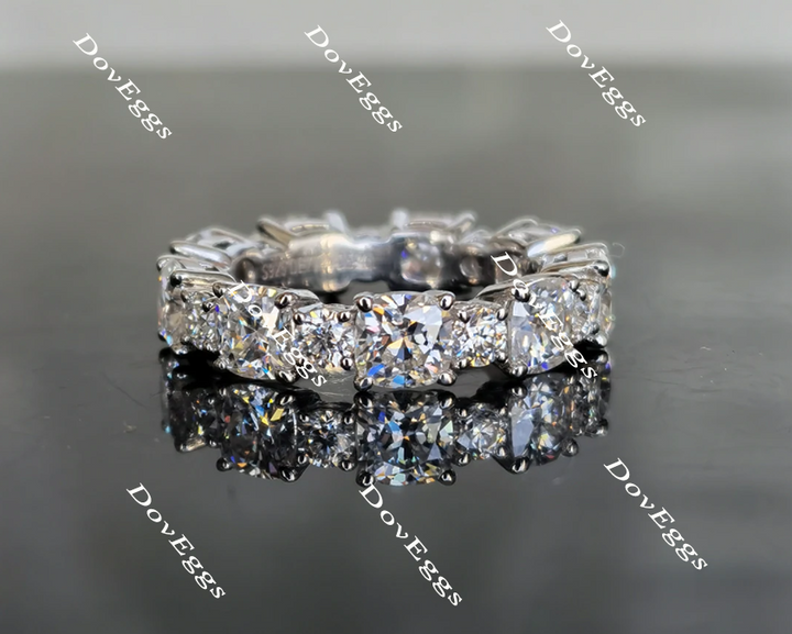 Katelin cushion round full eternity moissanite engagement ring/wedding band-4.5mm band width - DovEggs-Seattle