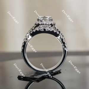 Doveggs oval twisted band setting halo moissanite engagement ring