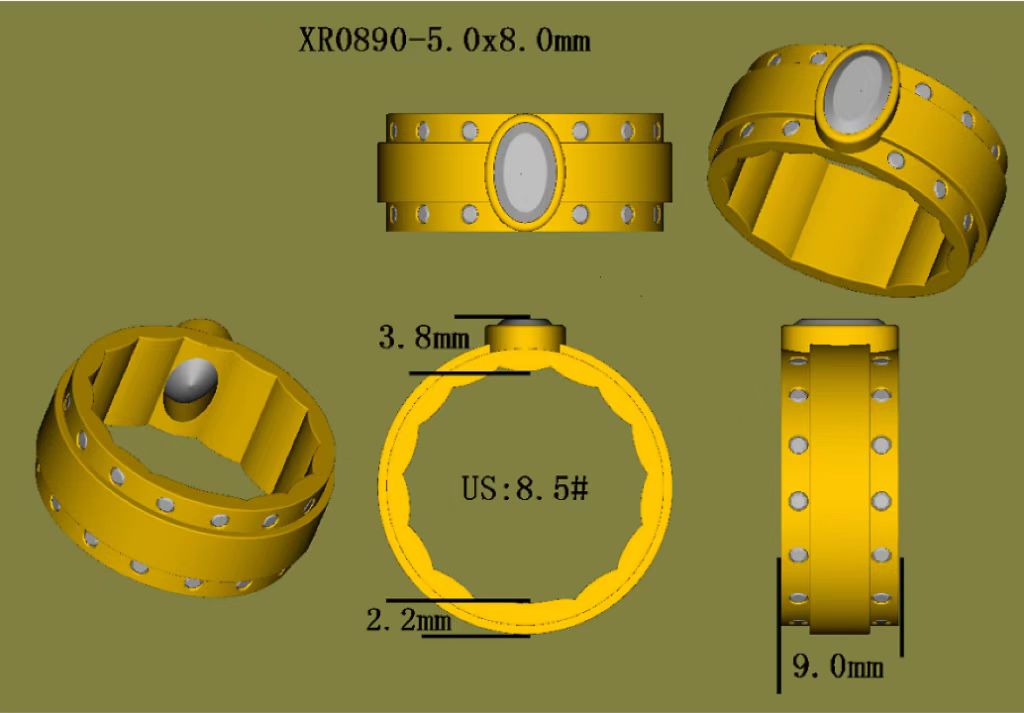 Doveggs oval bezel setting moissanite engagement ring/wedding bands-9mm band width