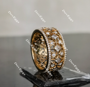 Doveggs art deco princess round full eternity moissanite/lab grown diamond wedding bands-8mm band width