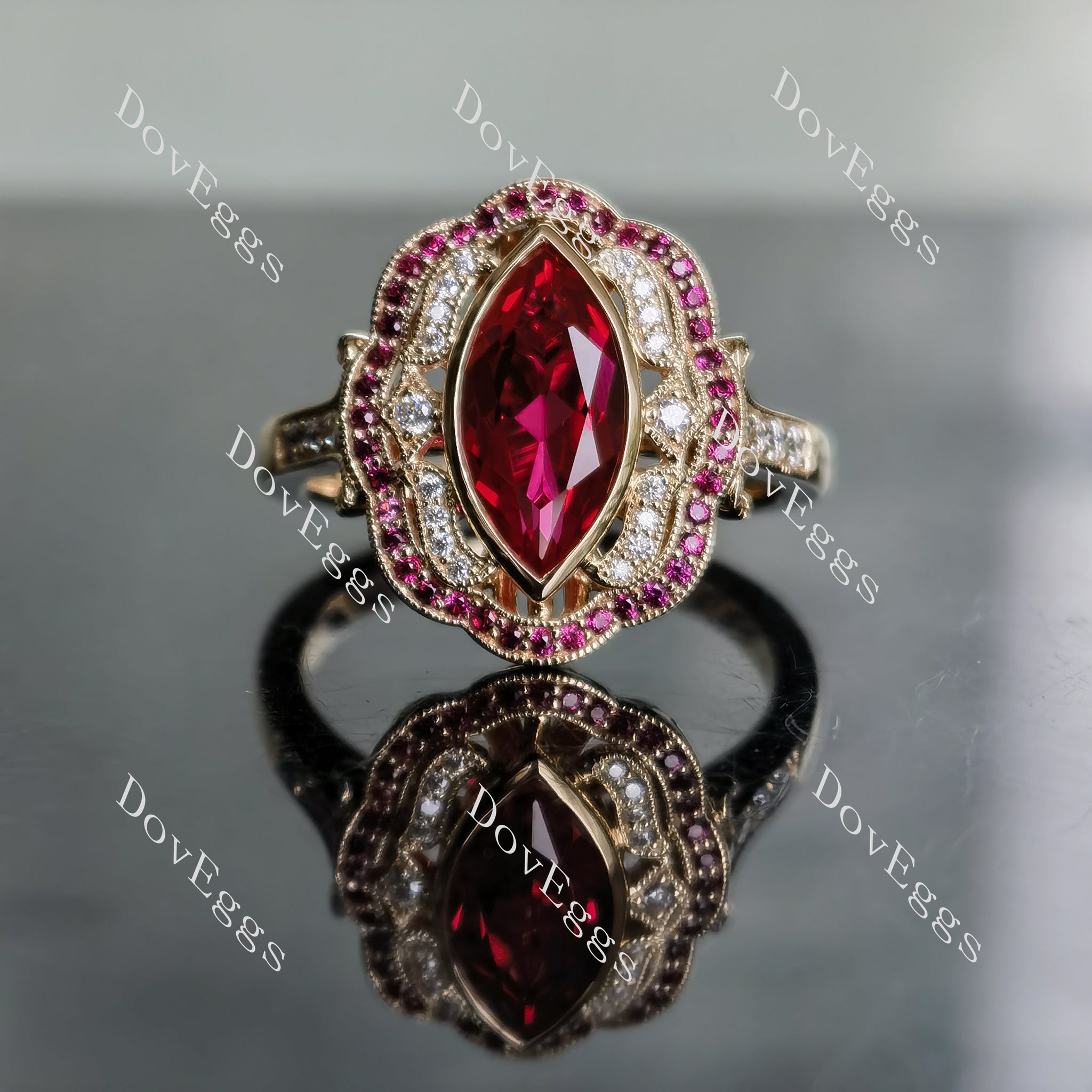 Brianna marquise floral colored gem engagement ring