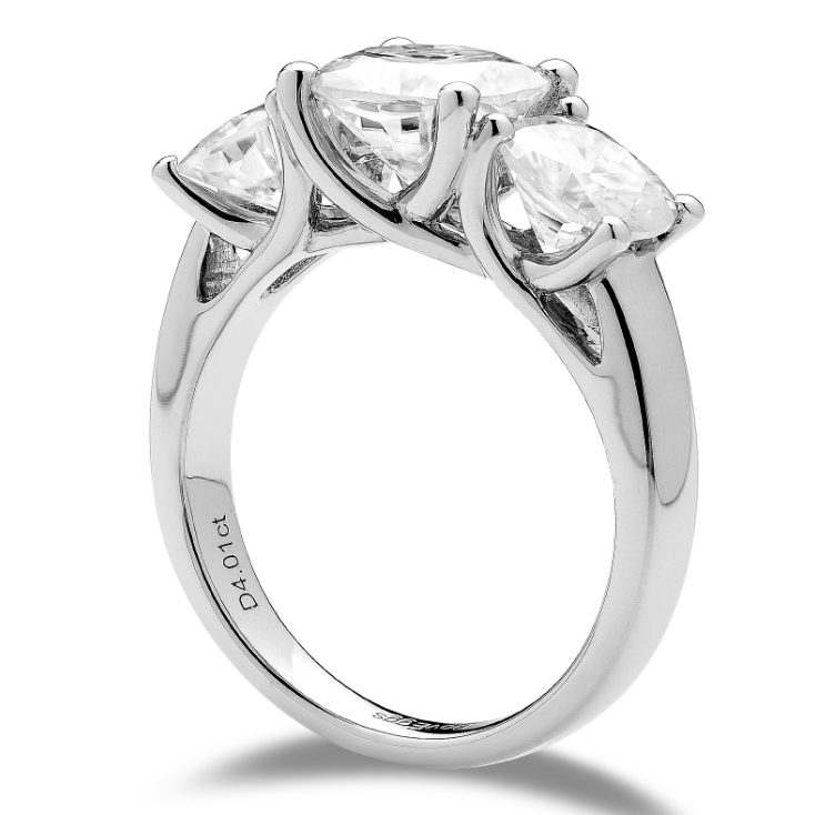 doveggs cushion three-stone sterling silver moissanite engagement ring