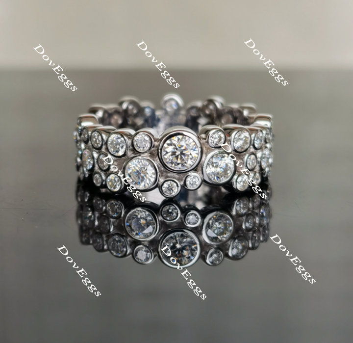 Doveggs round moissanite/lab grown diamond wedding band-7.4mm band width