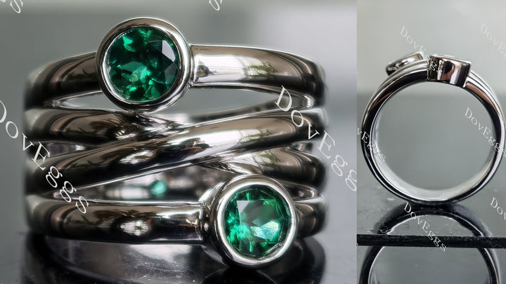 Doveggs round two stones around 14mm tapered to 7mm colored gem wedding band-7mm band width