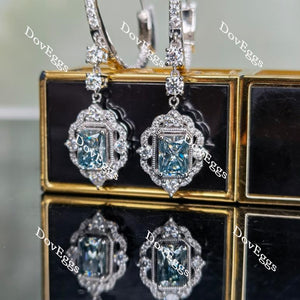 Doveggs halo radiant moissanite drop earrings for women