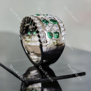 Doveggs round channel set moissanite/lab grown diamond & colored gem wedding band-6.5mm band width