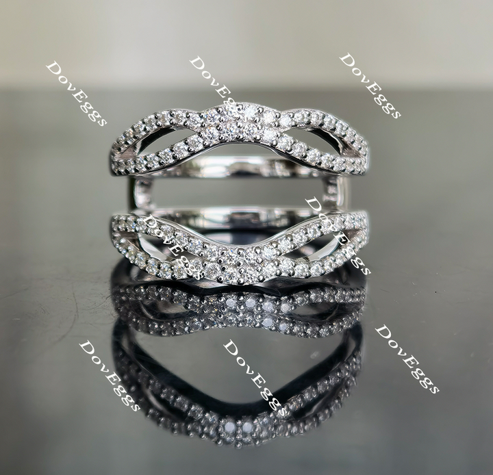 Tin’s Lace round half eternity moissanite/lab grown diamond  enhancer/wedding band-7mm band width - DovEggs-Seattle