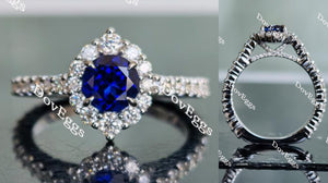 halo blue sapphire ring