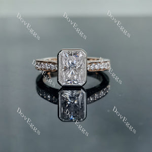 Doveggs radiant bezel pave moissanite engagement ring