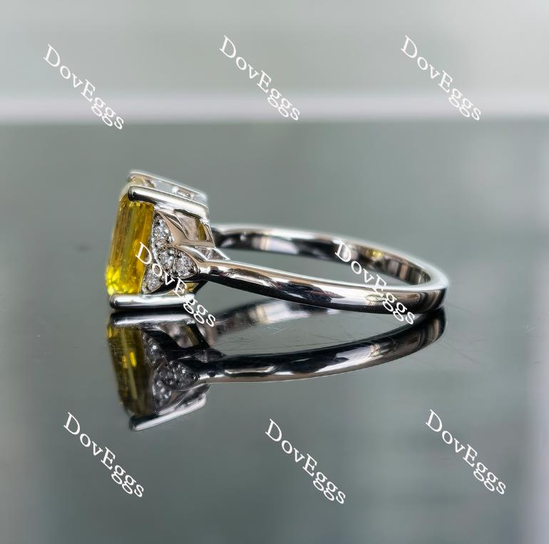 Doveggs emerald side stone yellow sapphire colored gem engagement ring