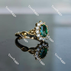 Doveggs oval floral zambia emerald colored gem ring