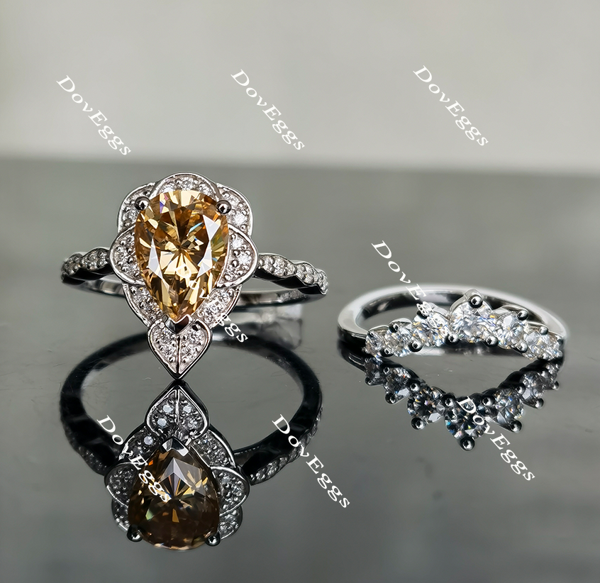 halo moissanite bridal set