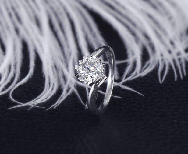 doveggs sterling silver 1 carat g-h-i color heart arrows cut round moissanite ring