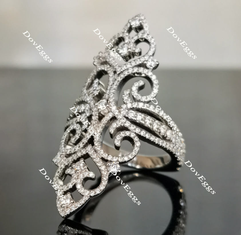 Doveggs art deco moissanite/lab grown diamond wedding band-3.2mm band width