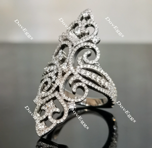 Doveggs art deco moissanite/lab grown diamond wedding band-3.2mm band width