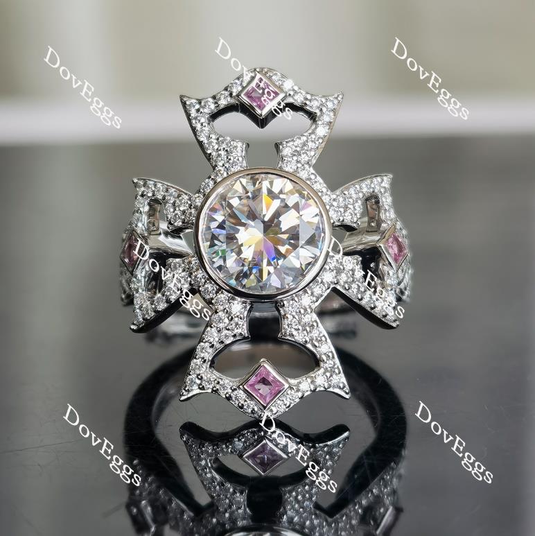 A Cross for CCG round moissanite engagement ring
