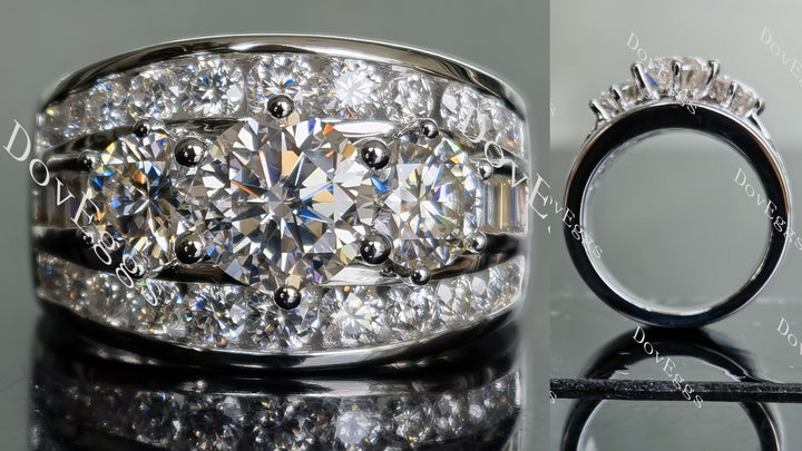 Doveggs round three stones channel set moissanite engagement ring - DovEggs-Seattle