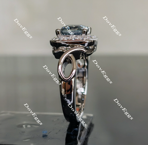 Doveggs Smokey sparks gray ribbon halo princess moissanite engagement ring