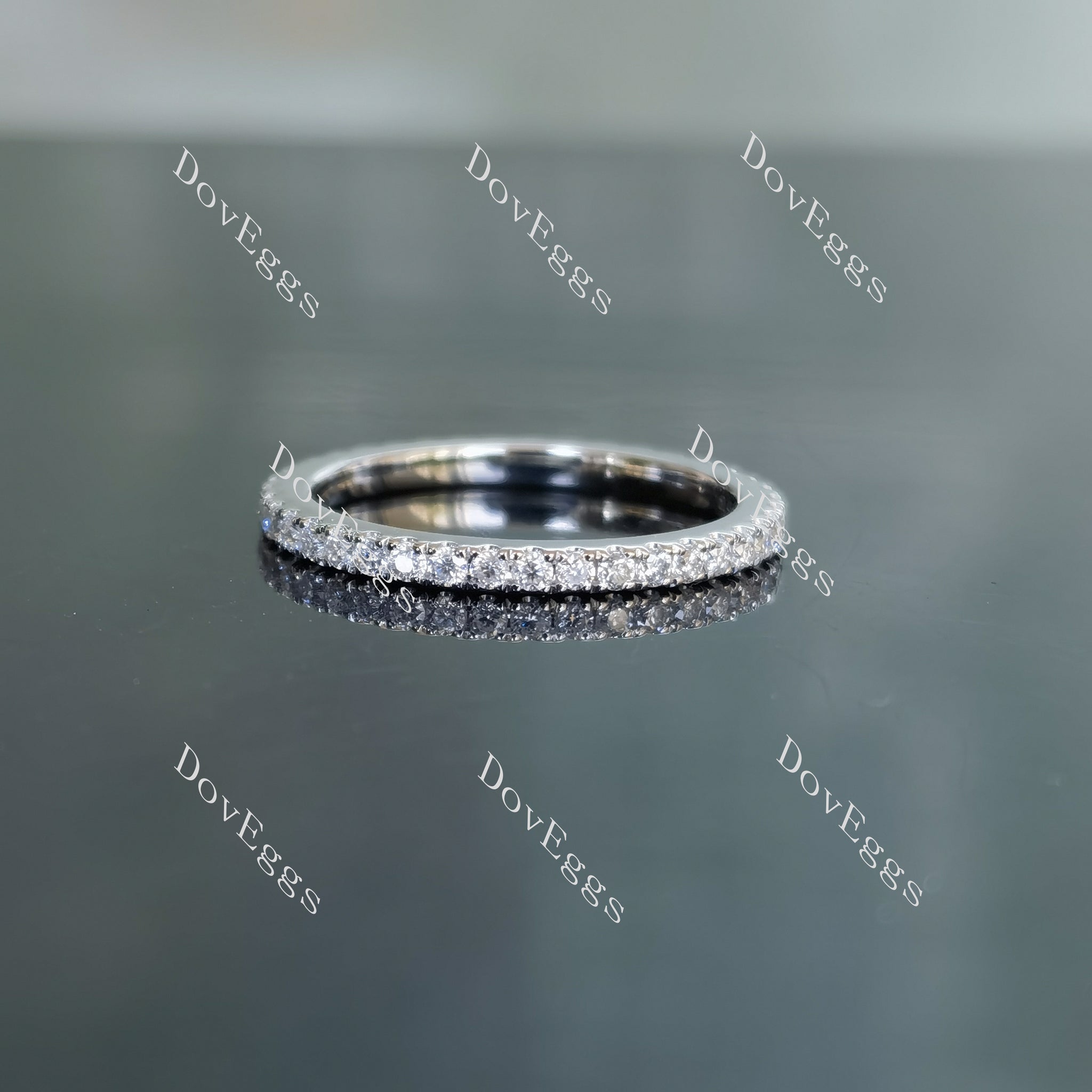 Doveggs round full eternity pave moissanite/lab grown diamond wedding band-1.6mm band width