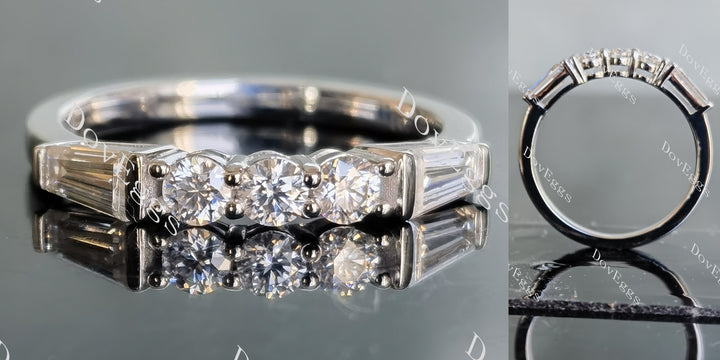 Doveggs round five-stone moissanite/lab grown diamond wedding band-2.0mm band width