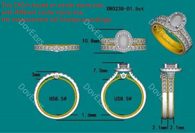 Doveggs halo moissanite bridal set (2 rings)