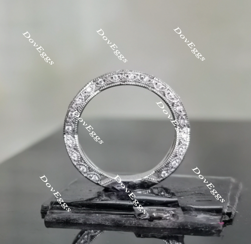 Doveggs anniversary Art deco moissanite/lab grown diamond wedding band-4.2mm band width