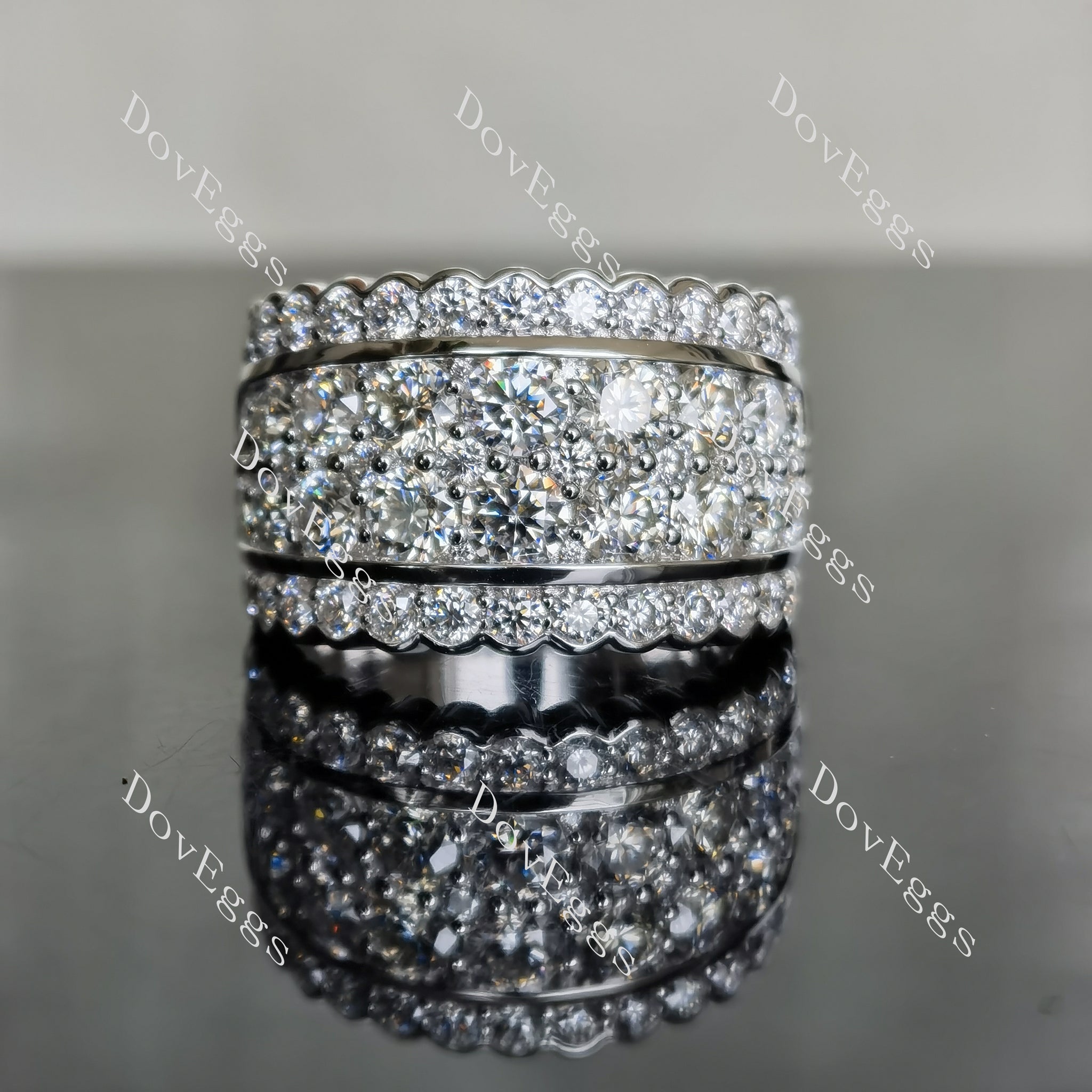 Doveggs round channel set moissanite/lab grown diamond wedding band-6.5mm band width