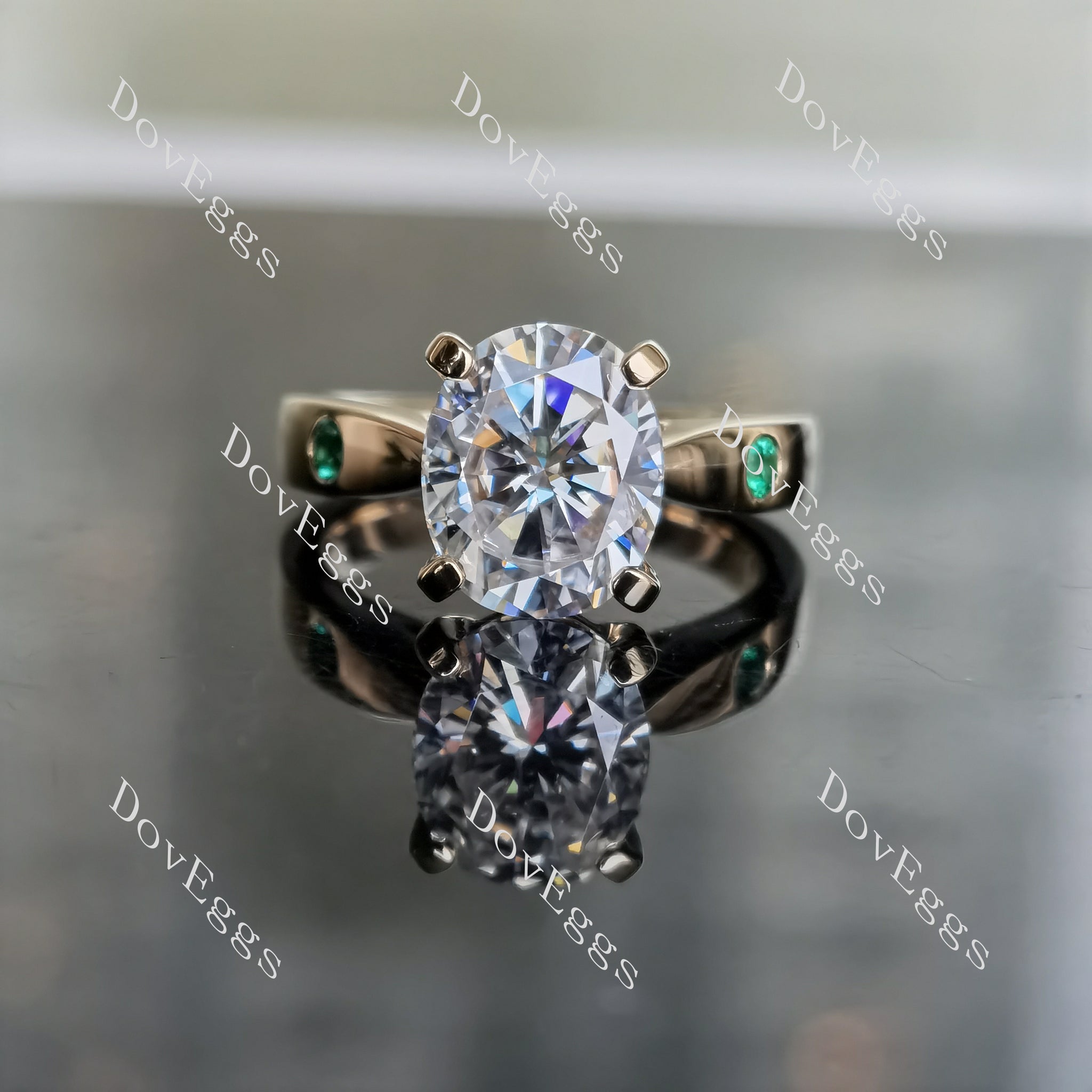 Doveggs oval art deco moissanite engagement ring