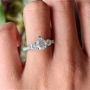 Doveggs pear vintage/antique pave moissanite engagement ring in sterling silver setting