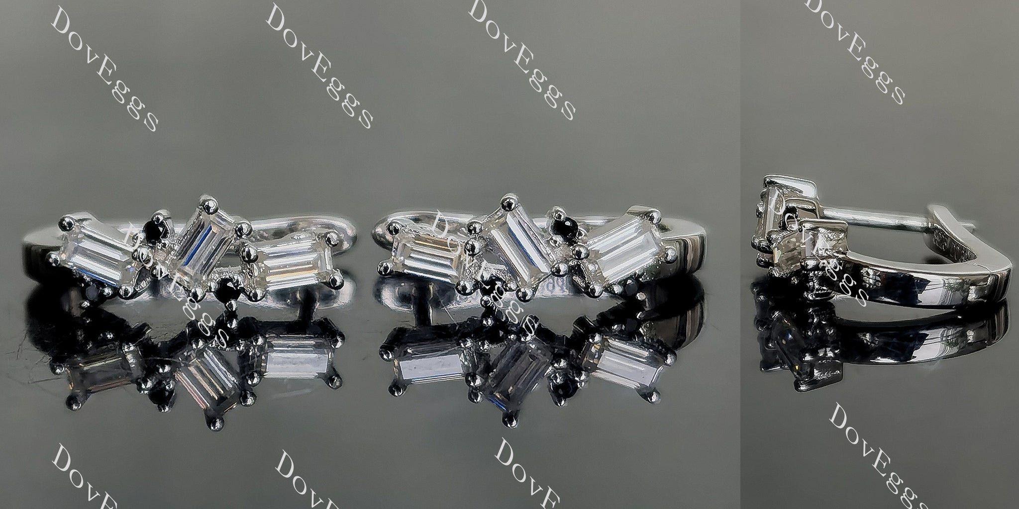 Doveggs baguette round pave moissanite/colored gem/lab grown diamond earrings