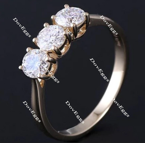 Doveggs Three-stone moissanite/lab grown diamond wedding band for women-2.2mm band width