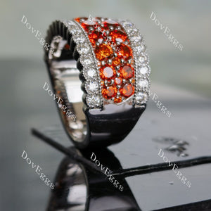 Doveggs round channel set moissanite/lab grown diamond & colored gem wedding band-6.5mm band width