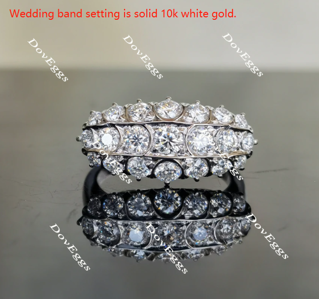 Doveggs round three rows moissanite/lab grown diamond wedding bands for women-1.7mm band width