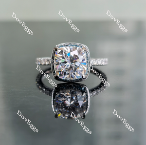 Doveggs cushion pave halo moissanite and birthstone engagement ring